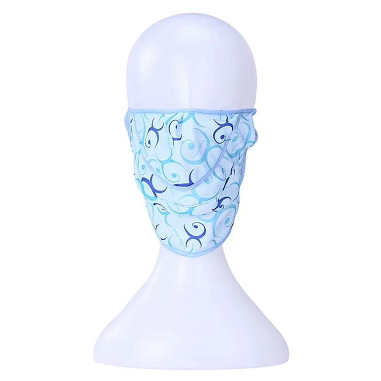 UV Face Shield for Driving Summer Sun Protection Breathable Face Cover - Blue Flower