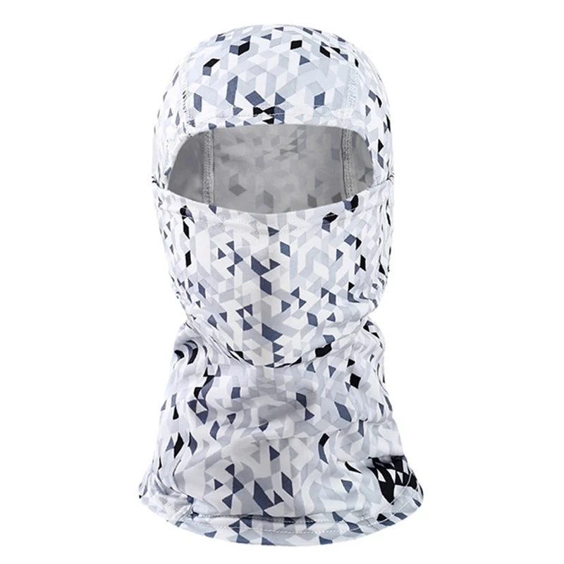 Outdoor Quick Dry Ice Silk Balaclava Face Cover Sun Protection Elastic Neck Gaiter Scarf - Grey White Grid