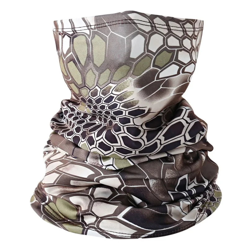 Summer Breathable Outdoor Cycling Half Face Mask Sun Protection Ice Silk Neck Gaiter - Coffee Python Skin