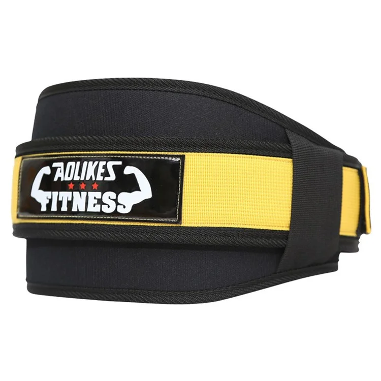 AOLIKES HY-7983 Weightlifting Belt Lumbar Support Squat Training Power Lifting Waist Belt Fitness Gym Waist Protector - Yellow/M