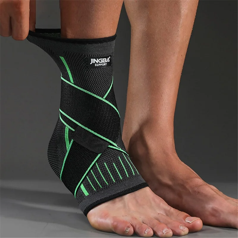 Jingba Support 0147a 1pc Nylon + Bandage En Spandex Support Football Basketball Sports Safety Protection De La Cheville - Vert / 2xl / 3xl