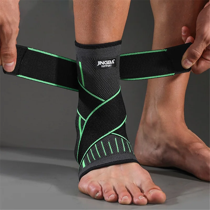 Jingba Support 0147a 1pc Nylon + Bandage En Spandex Support Football Basketball Sports Safety Protection De La Cheville - Vert / 2xl / 3xl
