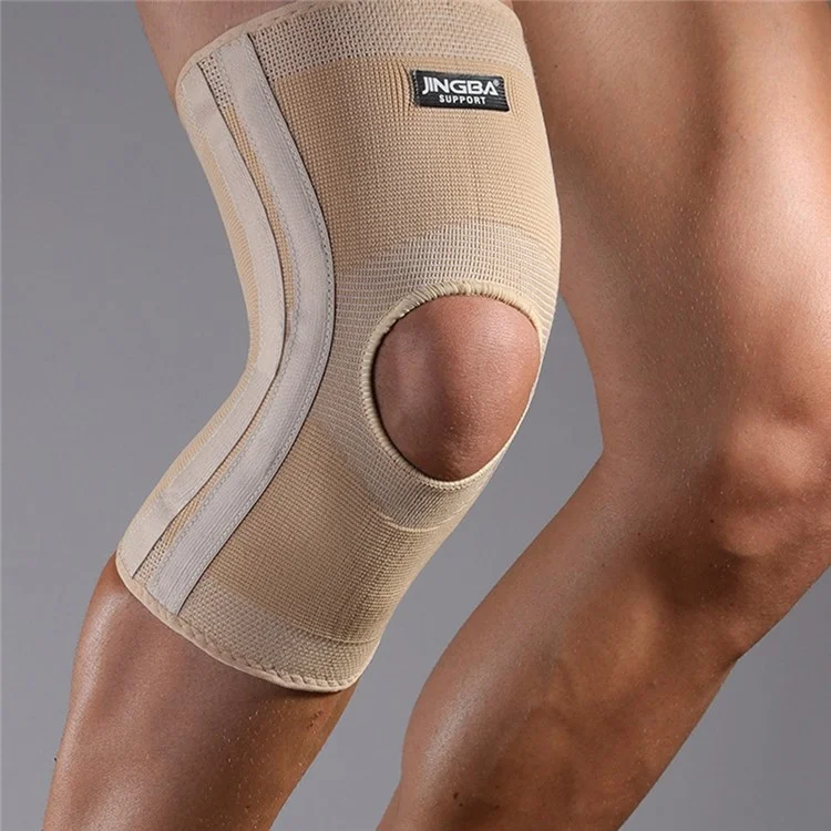 JINGBA SUPPORT 1367 1 Unidad Rodillera de Soporte Rodilla Transpirable Tejida Rodillera Soporte de Primavera Almohadillas de Protección de la Rodilla para Correr Montar en Bicicleta Baloncesto - S / M 