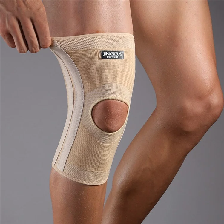 JINGBA SUPPORT 1367 1 Unidad Rodillera de Soporte Rodilla Transpirable Tejida Rodillera Soporte de Primavera Almohadillas de Protección de la Rodilla para Correr Montar en Bicicleta Baloncesto - S / M 