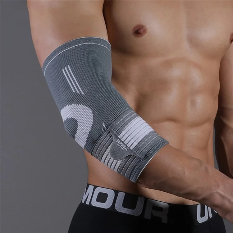 JINGBA SUPPORT 4137 1Pc Sports Elbow Brace Sleeve Weightlifting Fitness Basketball Training Elastic Elbow Guard - Grey 2XL/3XL