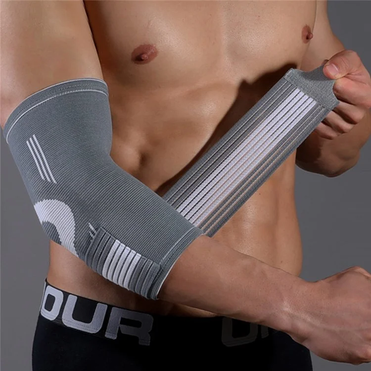 JINGBA SUPPORT 4137 1Pc Sports Elbow Brace Sleeve Weightlifting Fitness Basketball Training Elastic Elbow Guard - Grey 2XL/3XL