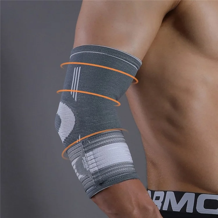 JINGBA SUPPORT 4137 1Pc Sports Elbow Brace Sleeve Weightlifting Fitness Basketball Training Elastic Elbow Guard - Grey 2XL/3XL