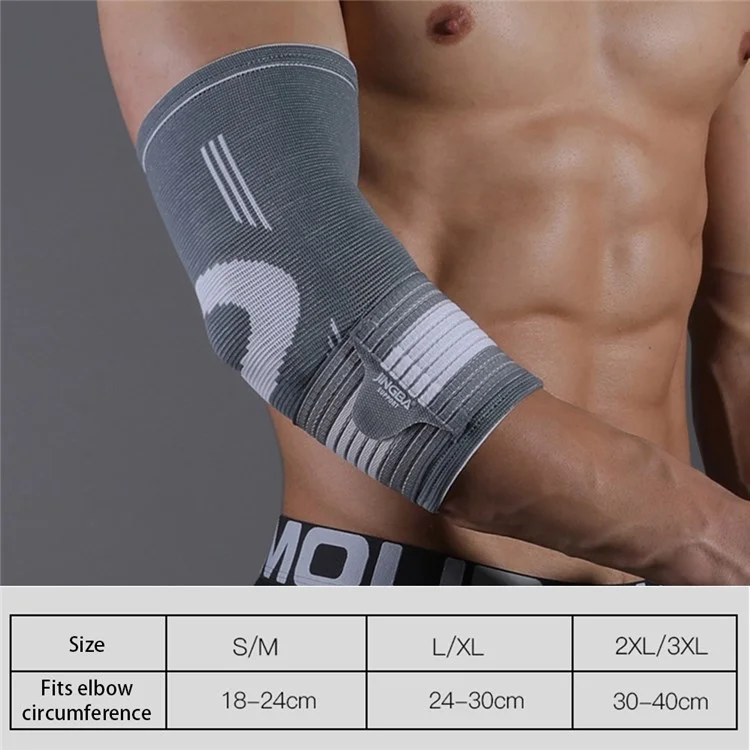 JINGBA SUPPORT 4137 1Pc Sports Elbow Brace Sleeve Weightlifting Fitness Basketball Training Elastic Elbow Guard - Grey 2XL/3XL