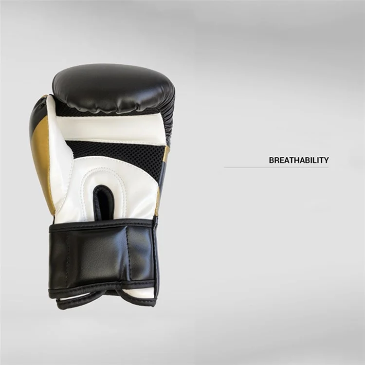 KAILUN NW-036 Leather Kick Boxing Gloves Karate Muay Thai Free Fight Training Gloves, 6oz - Black
