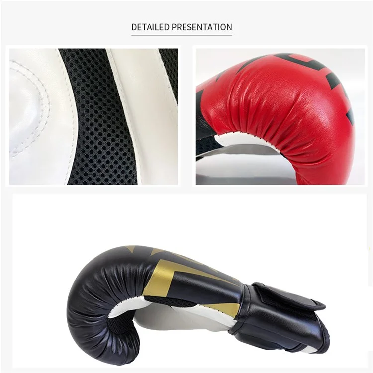 KAILUN NW-036 Leather Kick Boxing Gloves Karate Muay Thai Free Fight Training Gloves, 6oz - Black