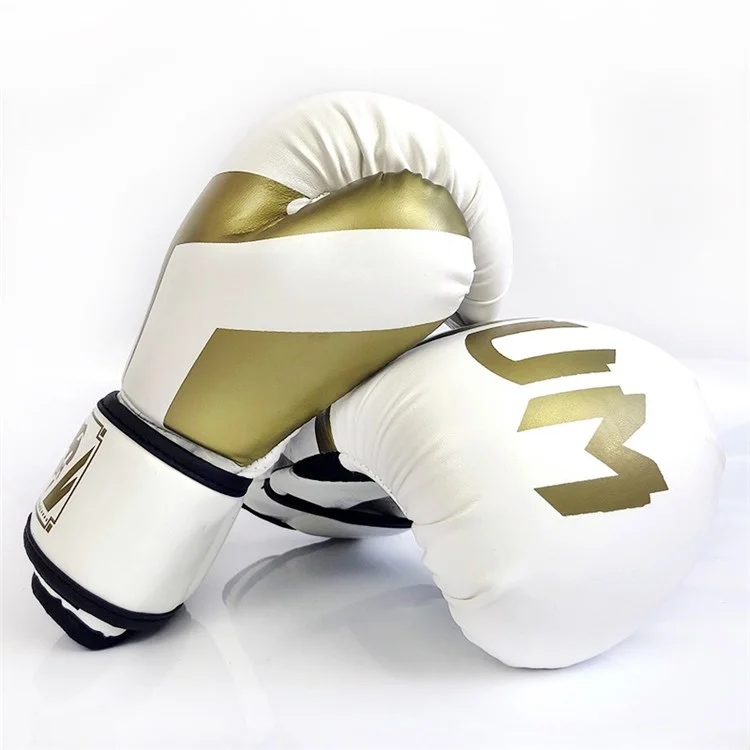 KAILUN NW-036 PU Mittens Kick Boxing Gloves Men Women Karate Muay Thai Free Fight MMA Sanda Training Equipment, 10oz - White