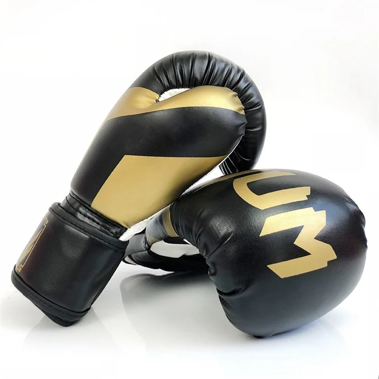KAILUN NW-036 Men Women Kick Boxing Gloves Leather Karate Muay Thai Free Fight Training Gloves, 12oz - Black