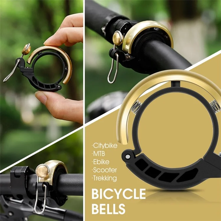 WEST BIKING YP0706049 Mini Bicycle Bell Copper Shell Handlebar Horn Ultralight Safety Bell for MTB Cycling - Gold