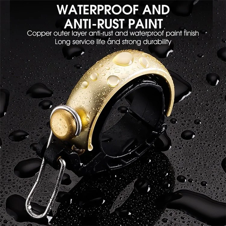 WEST BIKING YP0706049 Mini Bicycle Bell Copper Shell Handlebar Horn Ultralight Safety Bell for MTB Cycling - Gold