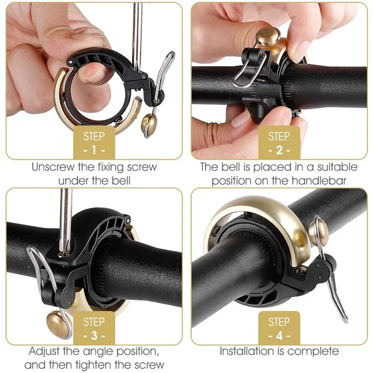 WEST BIKING YP0706049 Mini Bicycle Bell Copper Shell Handlebar Horn Ultralight Safety Bell for MTB Cycling - Gold