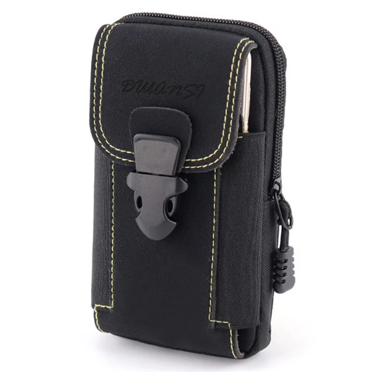 Poche de rangement multifonctions tactique de sport vertical de 6,5 pouces pour téléphone portable - Noir