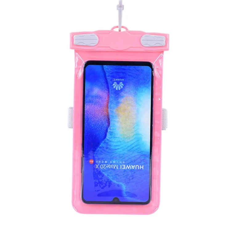 Waterproof Bag for Under 7.2-inches Cell Phone Universal Beach Pool Swimming Phone Pouch with Strap - Pink