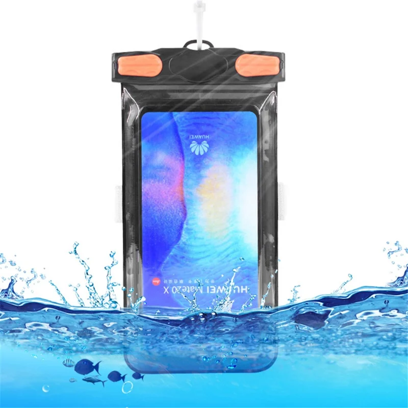 Waterproof Bag for Under 7.2-inches Cell Phone Universal Beach Pool Swimming Phone Pouch with Strap - Black