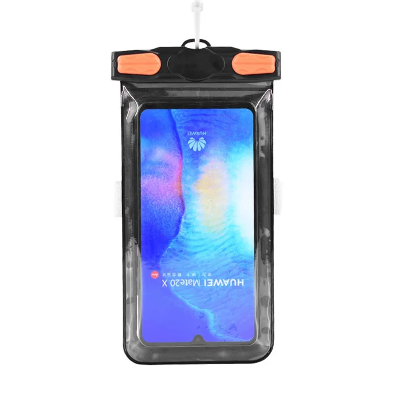 Waterproof Bag for Under 7.2-inches Cell Phone Universal Beach Pool Swimming Phone Pouch with Strap - Black