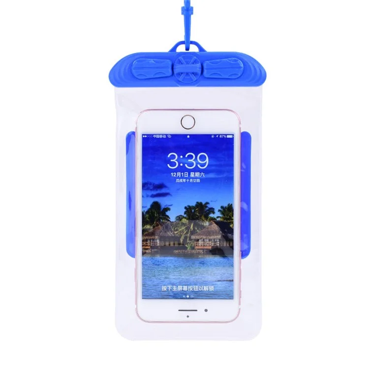 T-35C Universal Waterproof Bag for 5.2-6.4 inches Cell Phone Beach Pool Dry Bag Pouch with Lanyard for Swimming - Blue