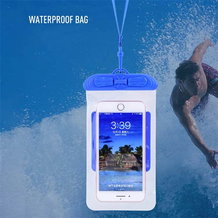 T-35C Universal Waterproof Bag for 5.2-6.4 inches Cell Phone Beach Pool Dry Bag Pouch with Lanyard for Swimming - White