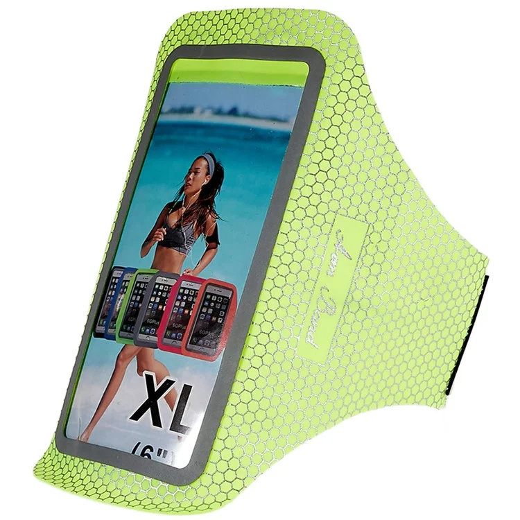 Sacola Esportiva para Braço com Padrão em Favo de Mel para Corrida ao Ar Livre, Ultra-fina, com Tela Sensível ao Toque de 6 Polegadas - Verde