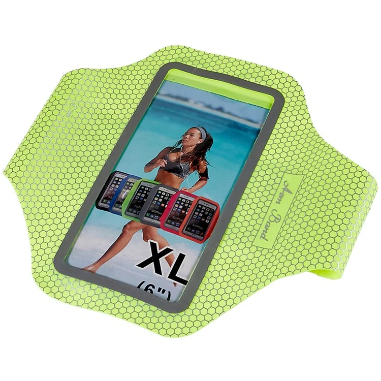 Sacola Esportiva para Braço com Padrão em Favo de Mel para Corrida ao Ar Livre, Ultra-fina, com Tela Sensível ao Toque de 6 Polegadas - Verde