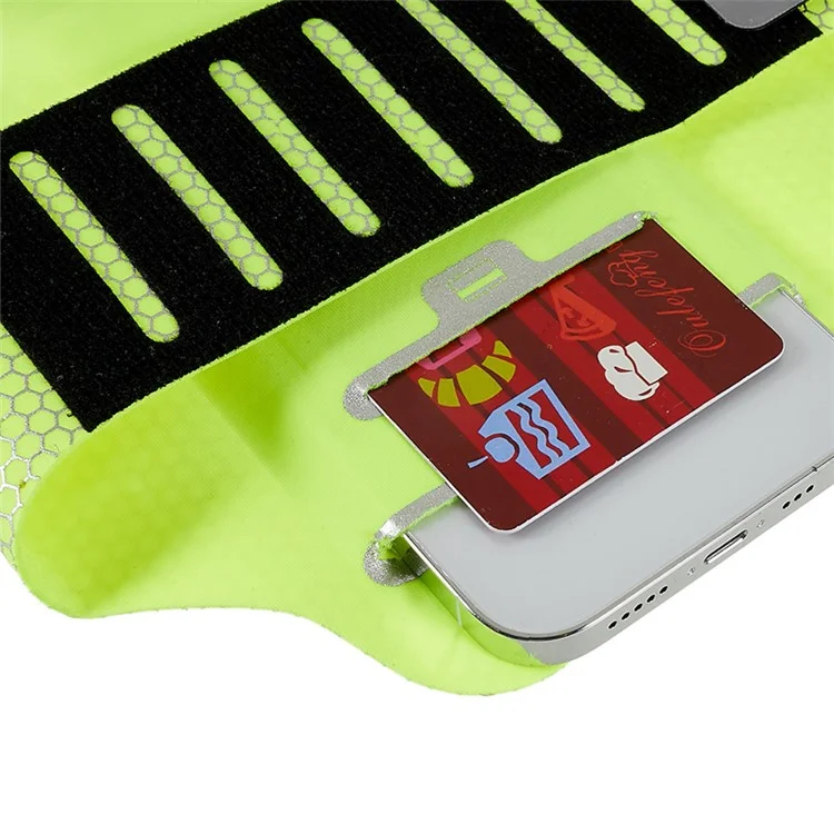 Sacola Esportiva para Braço com Padrão em Favo de Mel para Corrida ao Ar Livre, Ultra-fina, com Tela Sensível ao Toque de 6 Polegadas - Verde