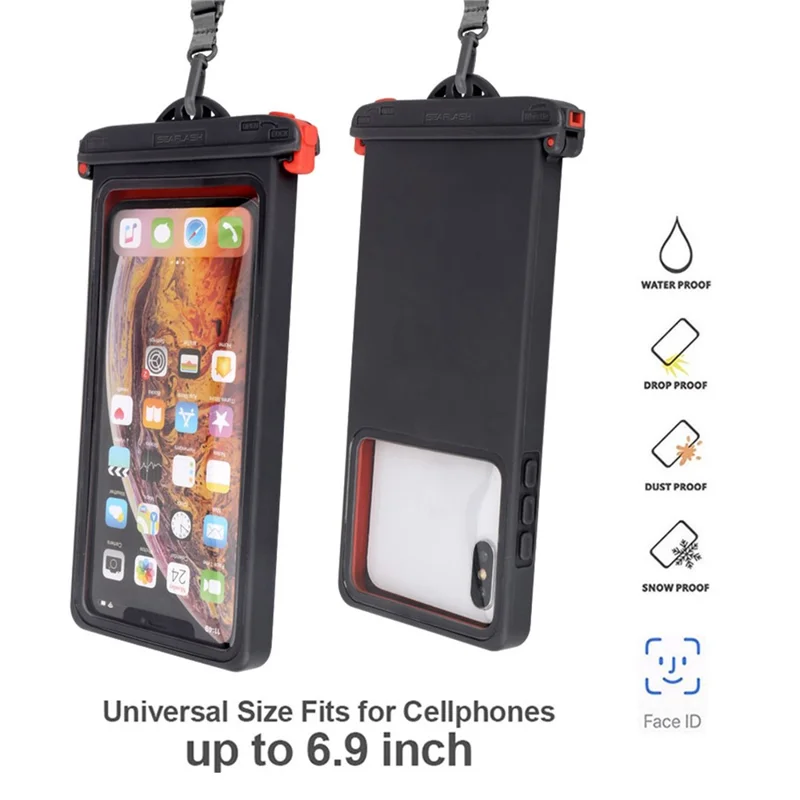 SEAFLASH ZP15 35M IPX8 Caso de Telefone à Prova d'Água Universal de 6,9 Polegadas, Bolsa Seca para Natação, Protetor de Telefone Subaquático - Preto