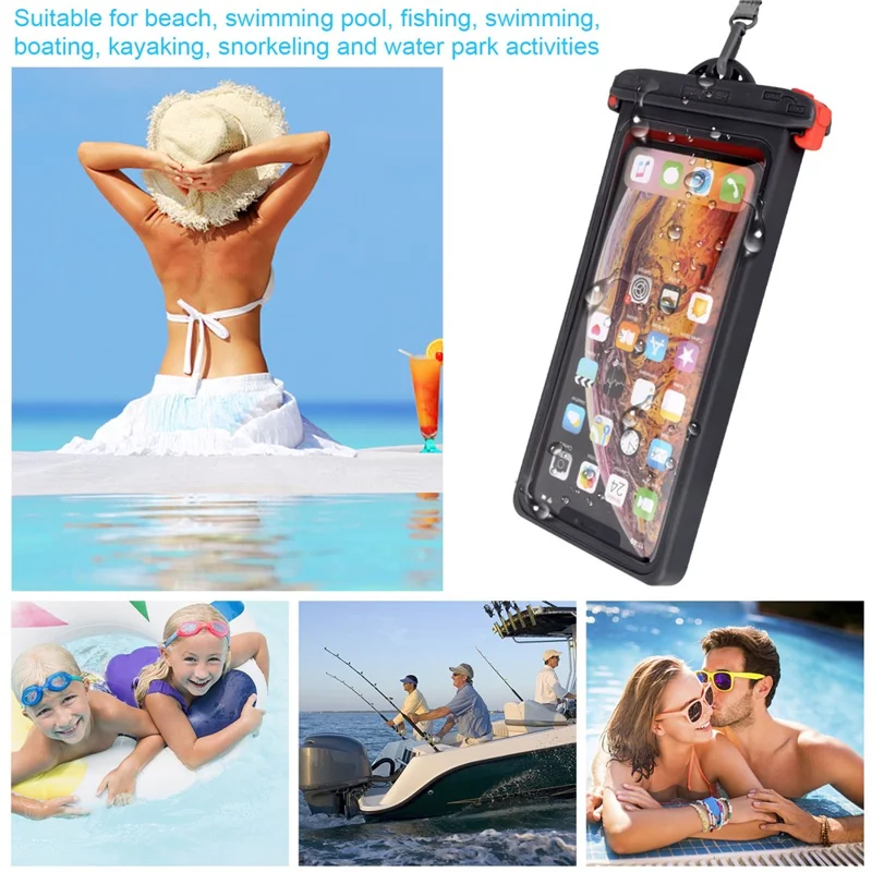 SEAFLASH ZP15 35M IPX8 Caso de Telefone à Prova d'Água Universal de 6,9 Polegadas, Bolsa Seca para Natação, Protetor de Telefone Subaquático - Preto