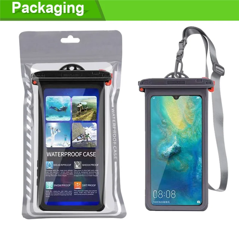 SEAFLASH ZP15 35M IPX8 Caso de Telefone à Prova d'Água Universal de 6,9 Polegadas, Bolsa Seca para Natação, Protetor de Telefone Subaquático - Preto