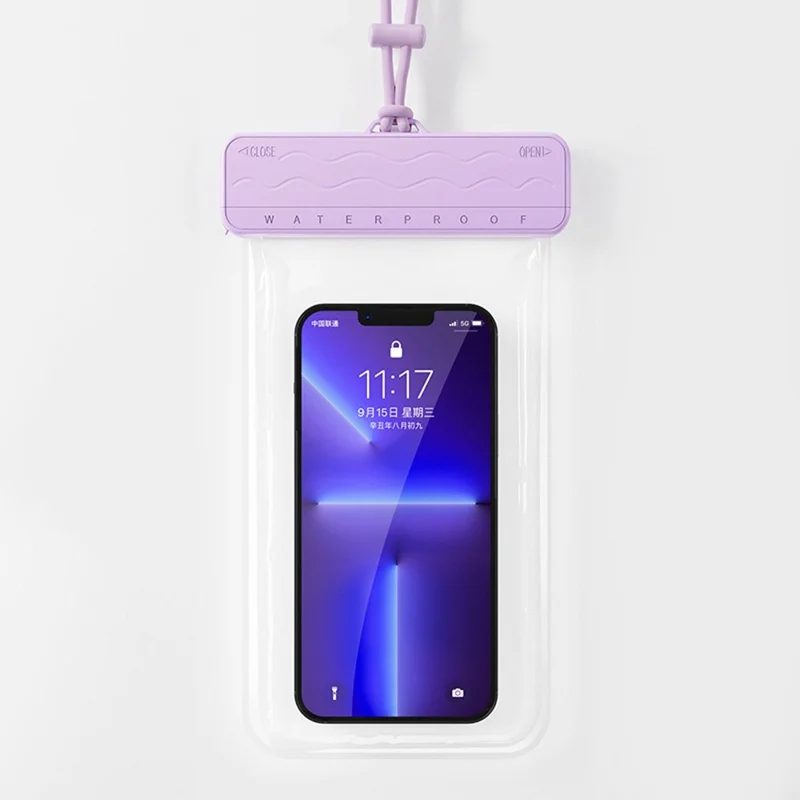 IPX8 Waterproof Phone Bag 7.2-inch PC+TPU Touch Screen Mobile Phone Underwater Pouch with Lanyard - Purple
