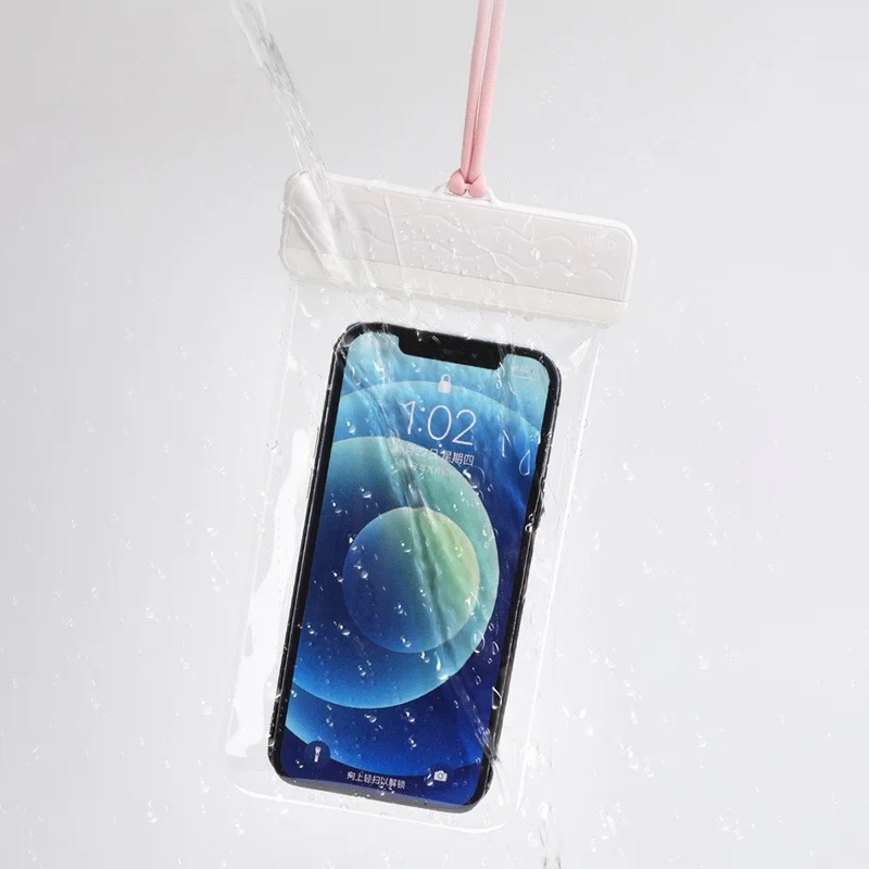 IPX8 Waterproof Phone Bag 7.2-inch PC+TPU Touch Screen Mobile Phone Underwater Pouch with Lanyard - Purple