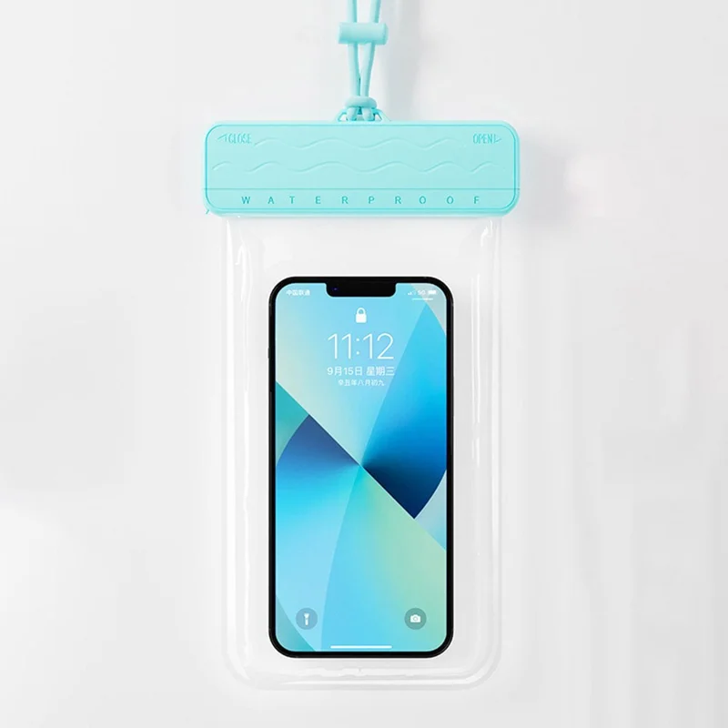 IPX8 Waterproof Phone Bag 7.2-inch PC+TPU Touch Screen Mobile Phone Underwater Pouch with Lanyard - Blue