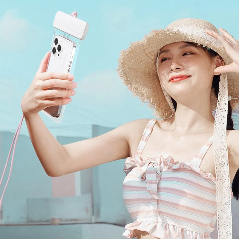 IPX8 Waterproof Phone Bag 7.2-inch PC+TPU Touch Screen Mobile Phone Underwater Pouch with Lanyard - Blue