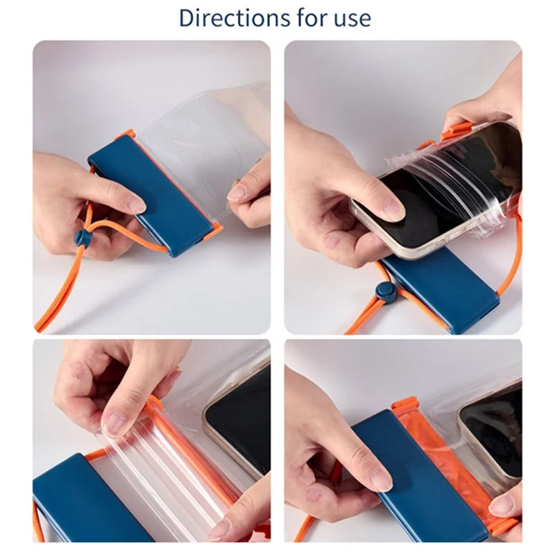IPX8 Waterproof Phone Holder for Phones within 7.5'' Stripes Texture Clear TPU Underwater Bag Touch Screen Pouch - White