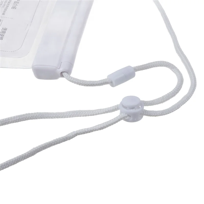 Sliding Closure PVC+ABS Water Resistant Phone Pouch for Under 7.2-inches Mobile Phone Dry Bag with Strap Support Touch Control - White