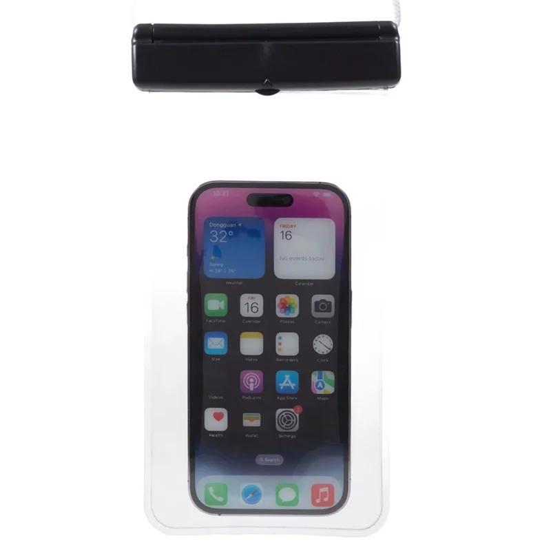 Sliding Closure PVC+ABS Water Resistant Phone Pouch for Under 7.2-inches Mobile Phone Dry Bag with Strap Support Touch Control - Black