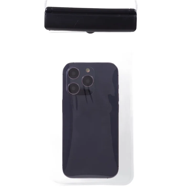 Sliding Closure PVC+ABS Water Resistant Phone Pouch for Under 7.2-inches Mobile Phone Dry Bag with Strap Support Touch Control - Black