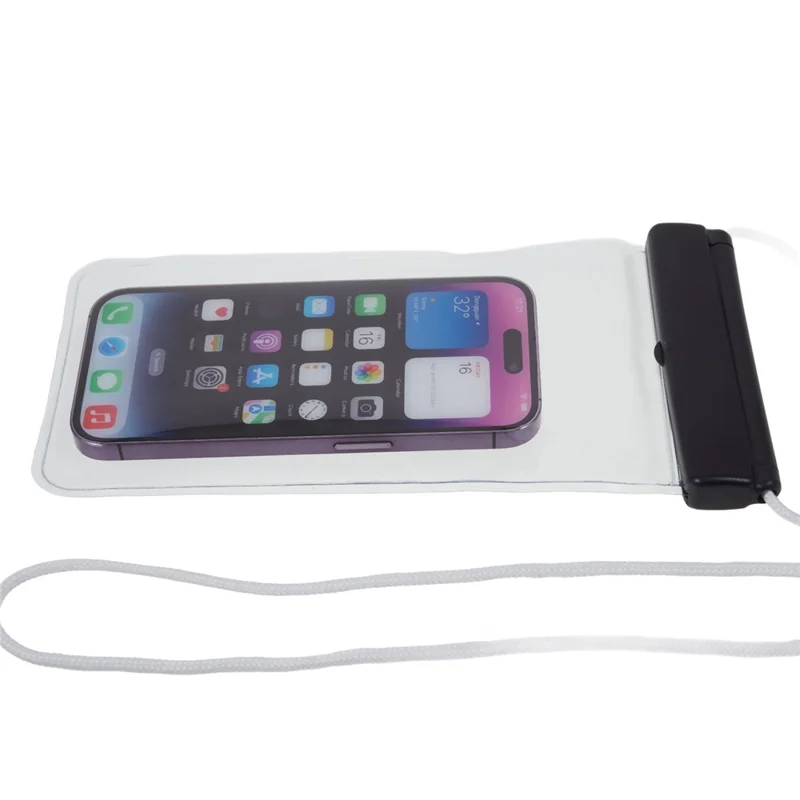 Sliding Closure PVC+ABS Water Resistant Phone Pouch for Under 7.2-inches Mobile Phone Dry Bag with Strap Support Touch Control - Black