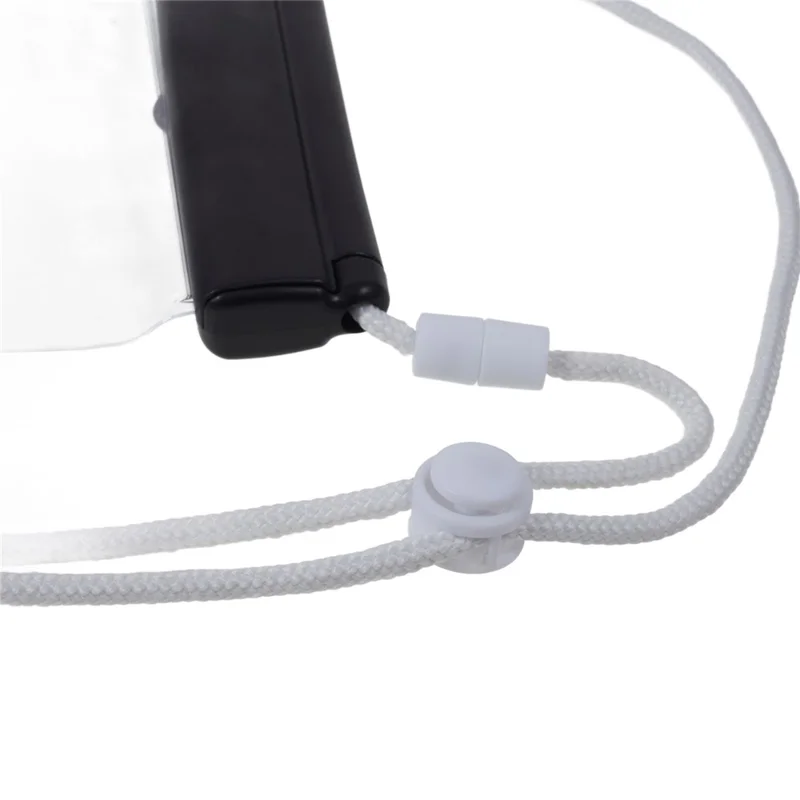 Sliding Closure PVC+ABS Water Resistant Phone Pouch for Under 7.2-inches Mobile Phone Dry Bag with Strap Support Touch Control - Black