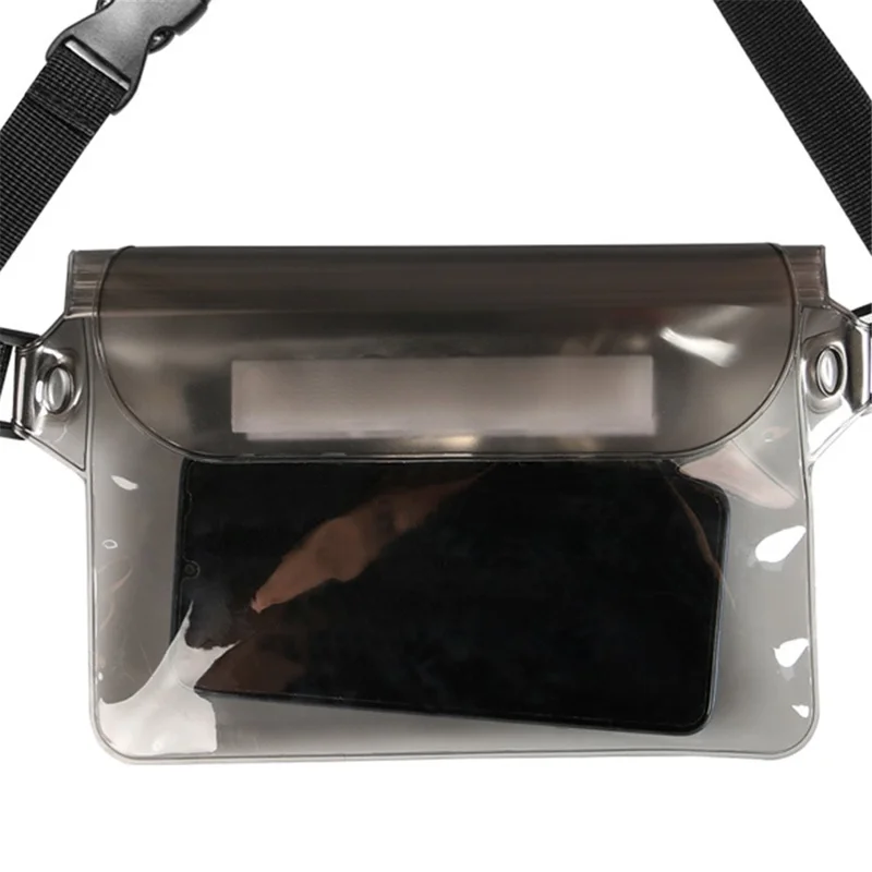 IPX8 Waterproof Phone Pouch Floating Dry Bag TPU+ABS Clear Shoulder Storage Case for Swimming Rafting Boating - Black
