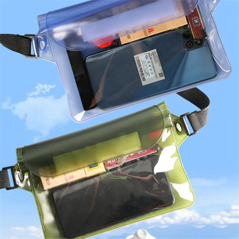 IPX8 Waterproof Phone Pouch Floating Dry Bag TPU+ABS Clear Shoulder Storage Case for Swimming Rafting Boating - Black