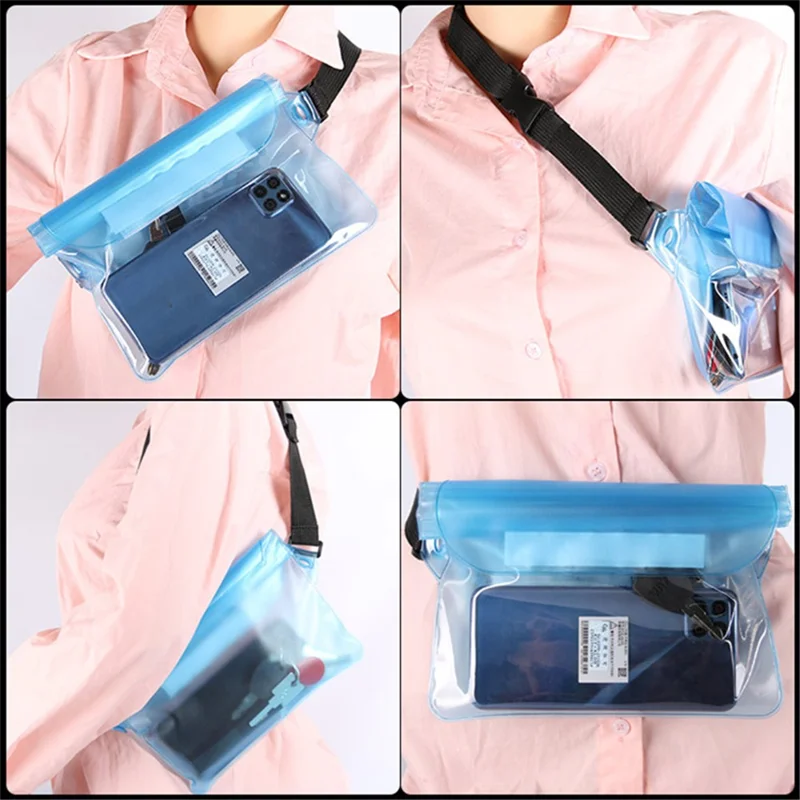 IPX8 Waterproof Phone Pouch Floating Dry Bag TPU+ABS Clear Shoulder Storage Case for Swimming Rafting Boating - Black
