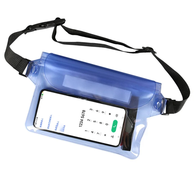 IPX8 Waterproof Phone Pouch Floating Dry Bag TPU+ABS Clear Shoulder Storage Case for Swimming Rafting Boating - Black