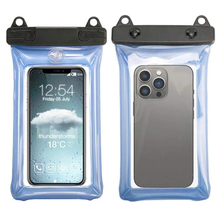 Piste de Téléphone Imperméable Pour Téléphones à Moins de 7,5 '' Conception de Coussin D'air Flottant IPX8 Case de Téléphone Portable Abs + Pvc Sac Sec Avec Longe - Bleu