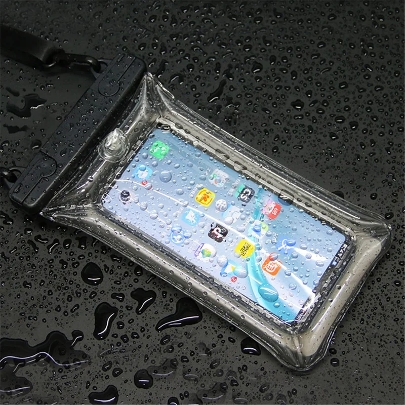 Waterproof Phone Pouch for Phones within 7.5'' Floating Airbag Design IPX8 Cellphone Case ABS+PVC Dry Bag with Lanyard - Black