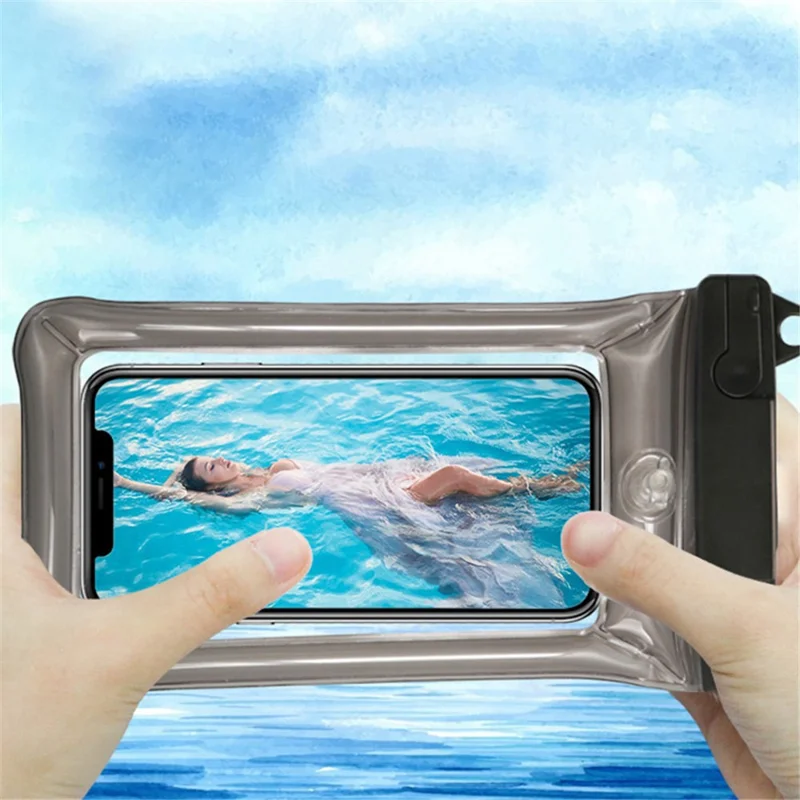 Waterproof Phone Pouch for Phones within 7.5'' Floating Airbag Design IPX8 Cellphone Case ABS+PVC Dry Bag with Lanyard - Black