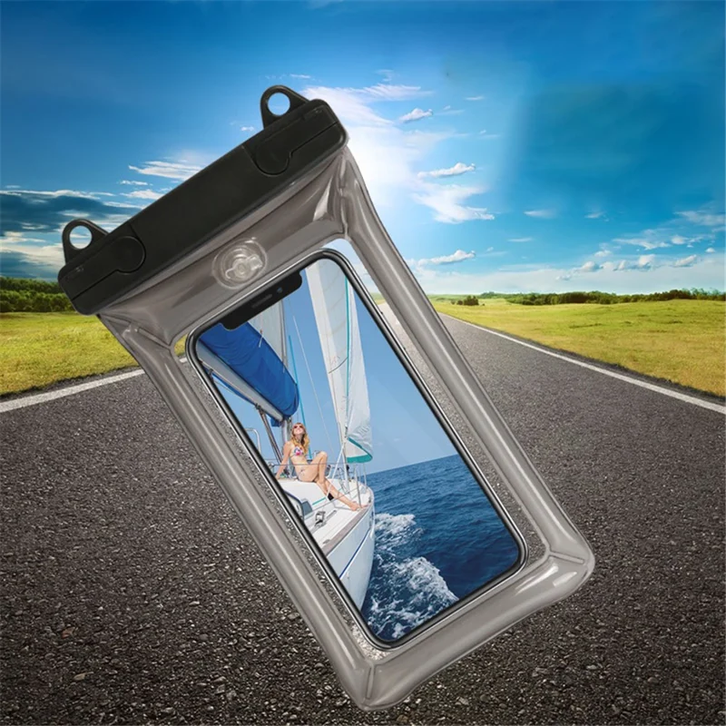 Waterproof Phone Pouch for Phones within 7.5'' Floating Airbag Design IPX8 Cellphone Case ABS+PVC Dry Bag with Lanyard - Black