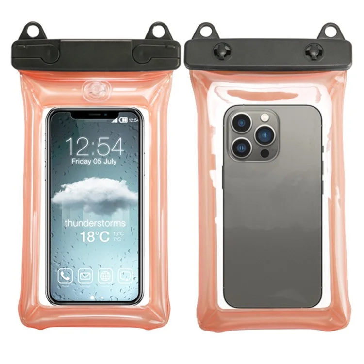 Waterproof Phone Pouch for Phones within 7.5'' Floating Airbag Design IPX8 Cellphone Case ABS+PVC Dry Bag with Lanyard - Orange